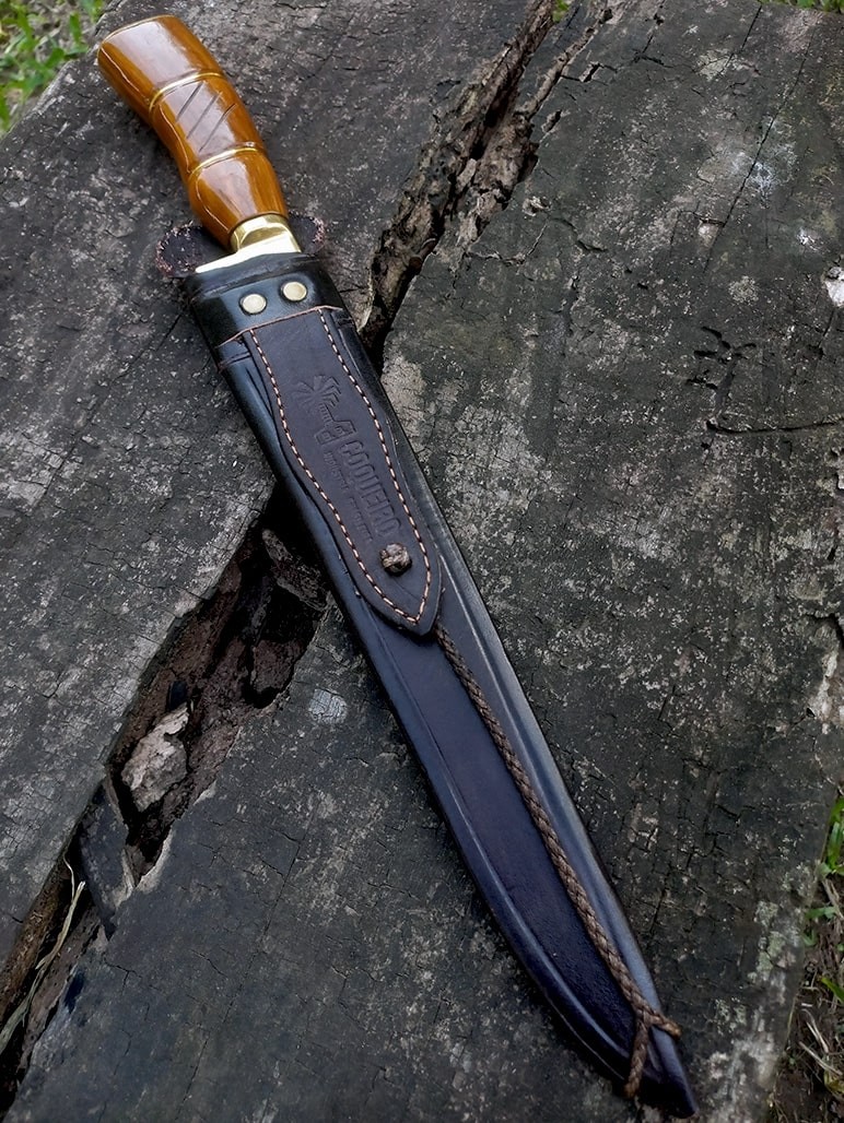 Faca longa de aço carbono 10" com bainha - Ref: 2015 10