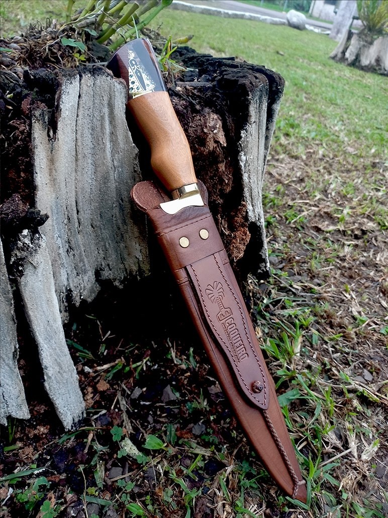 Faca inox vazada com cabo híbrido - Tema "Nossa Senhora Aparecida" - REF: IVHNS 10