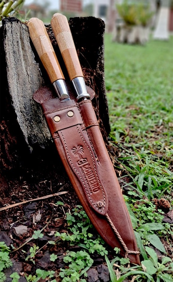 Conjunto inox com cabo de madeira bicolor 9"- Ref: 219 IMB