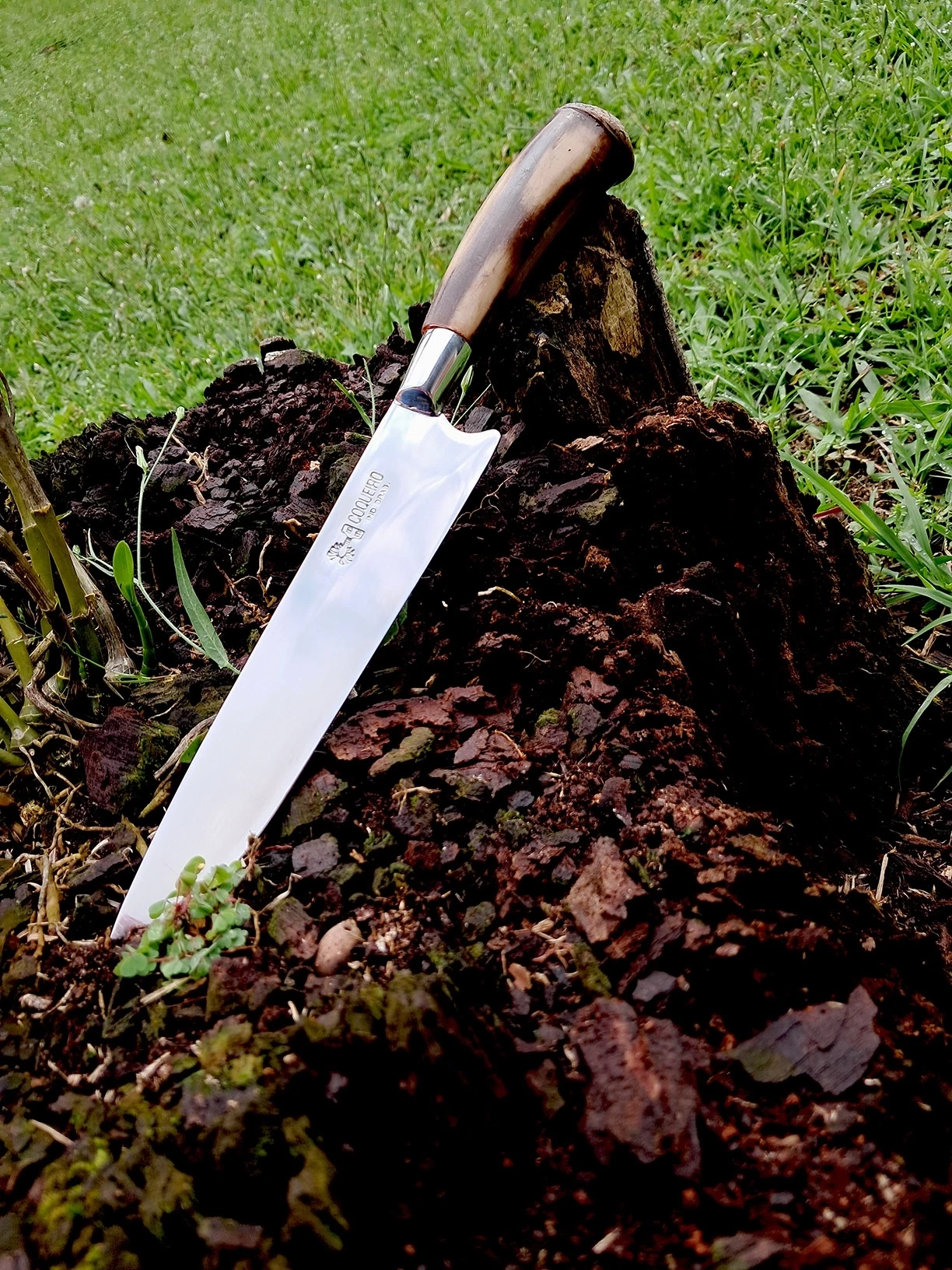 Faca inox cabo de fibra com cavalo 8" e bainha - Ref: 208 FCB