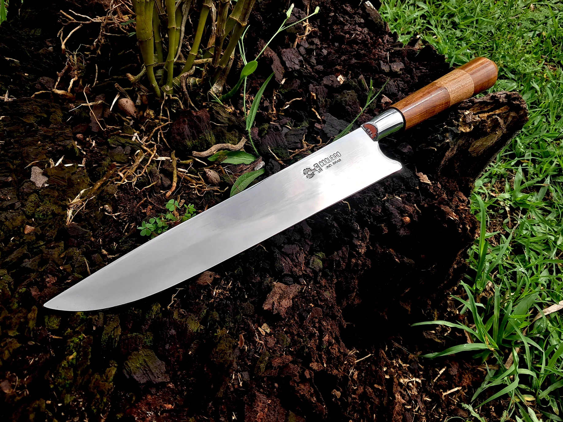 Faca inox cabo bicolor de madeira de 9" - Ref: 209 IMB