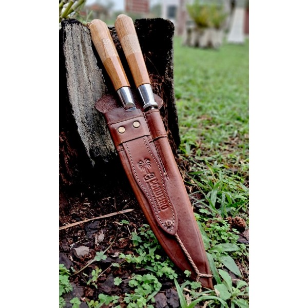 Conjunto inox com cabo de madeira bicolor 9"- Ref: 219 IMB
