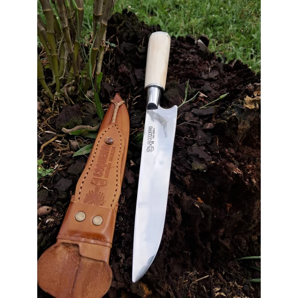 Faca inox cabo de osso de 8" com bainha - Ref: 208 IOB