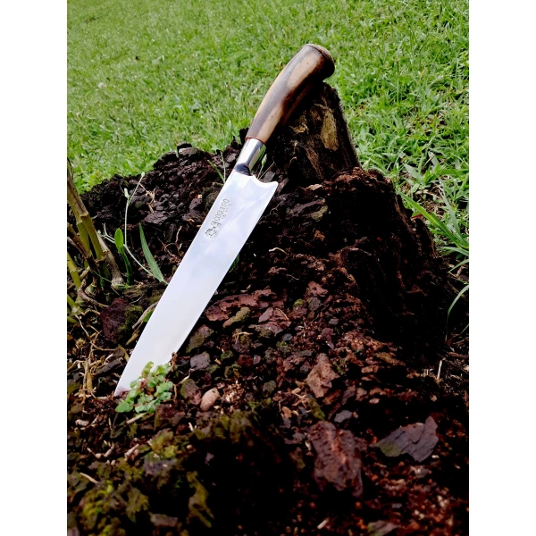 Faca inox cabo de fibra com cavalo 8" e bainha - Ref: 208 FCB