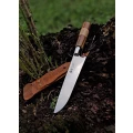 Faca inox cabo bicolor de madeira com bainha de couro artesanal 7" - Ref: 207 IMB BFT